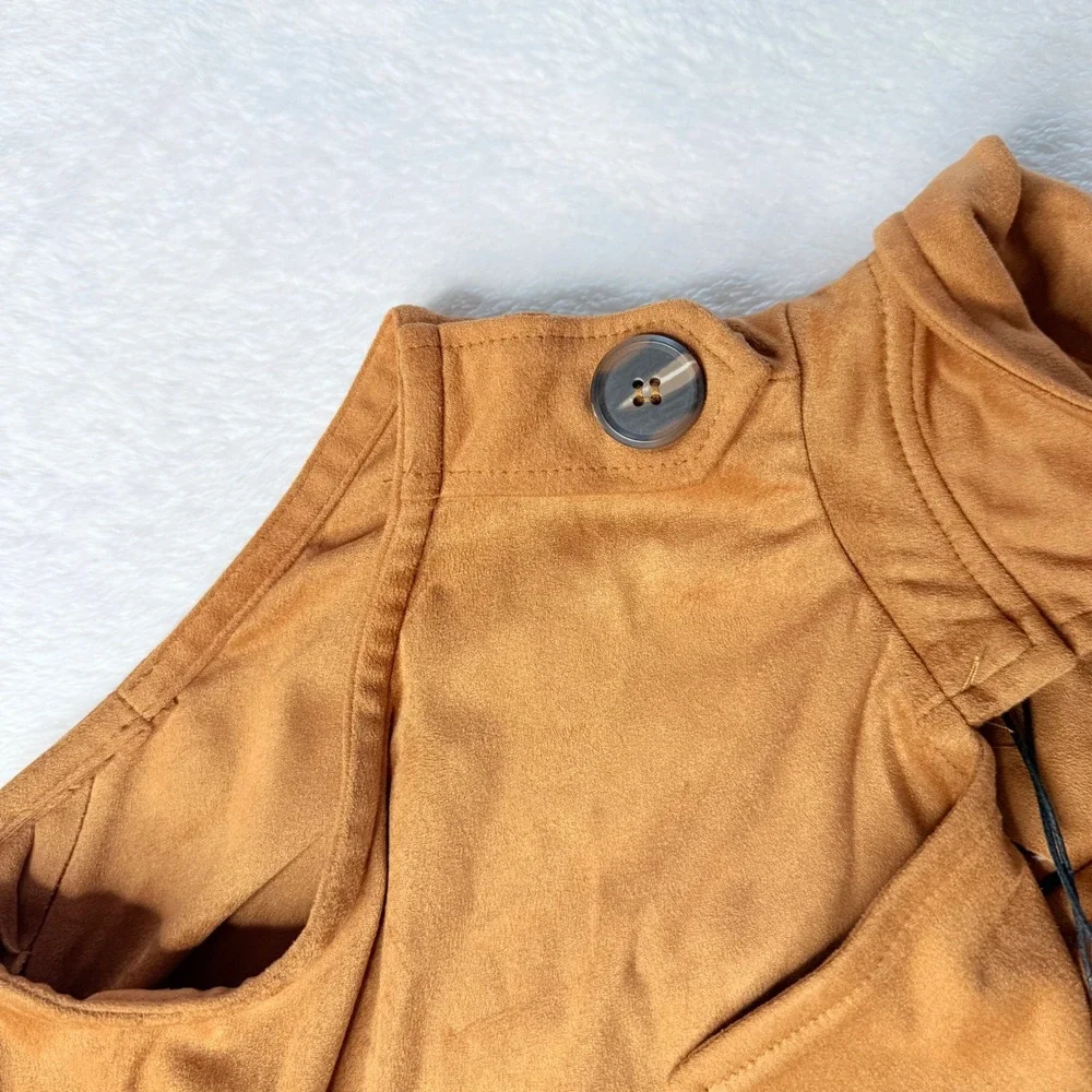 Kendall + Kylie Faux Suede Sleeveless Trench Dress XS Belted Brown‎ NEW